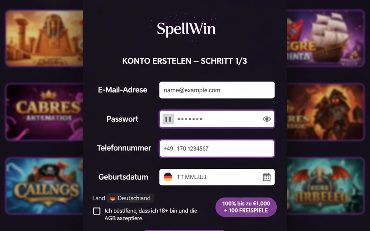 Registrierung in unter 60 Sekunden – SpellWin